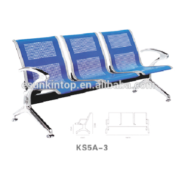 General airport chair with three seat, Aluminum armrest and legs finishing (KS5A-3)